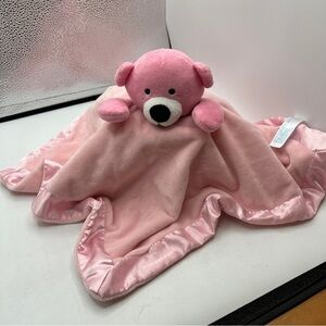 Kids Girl's Preferred Pink Minky Bear Plush Lovey Satin Trim Security Blanket